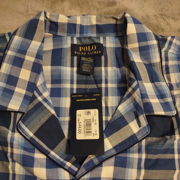 Polo Ralph Lauren P199RL Birdseye 100% Cotton Woven Sleepwear Top ~ Large - Picture 5 of 7